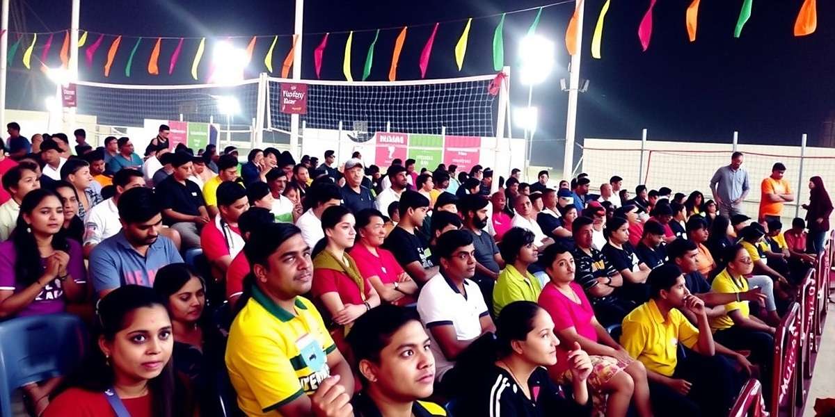 Beach Volleyball India Tour Crowd Crowd at Beach Volleyball India Tour event in Kerala with colorful decorations