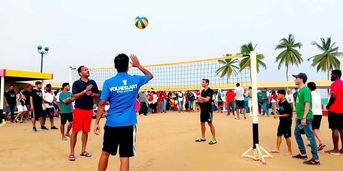 First Beach Volleyball India Tour Event First Beach Volleyball India Tour tournament in Goa with players and small crowd